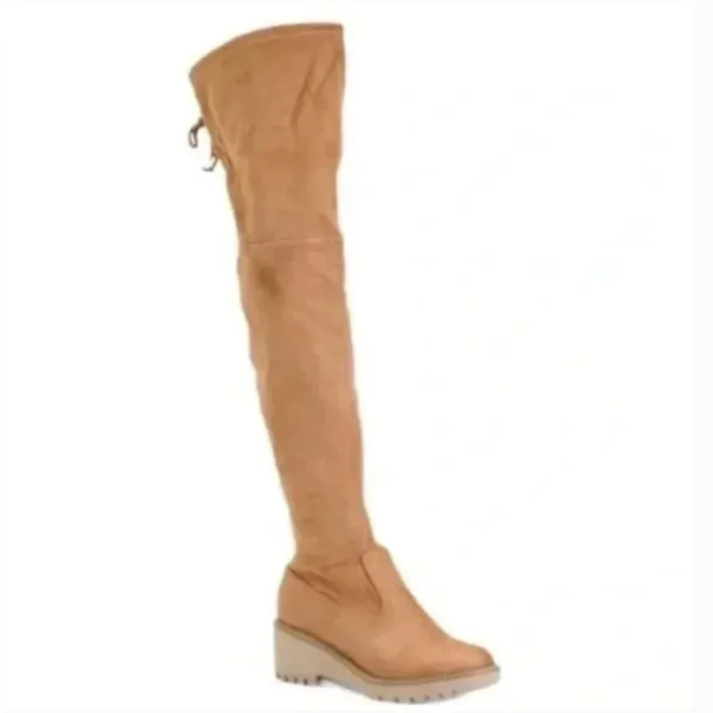 NEW Nicole Miller Bass Faux Suede Over the Knee Camel Boot Size 7.5